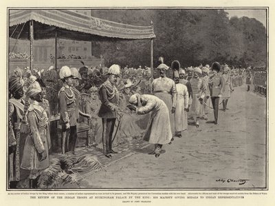 The Review of the Indian Troops at Buckingham Palace by the King, His Majesty Giving Medals to Indian Representatives by John Charlton